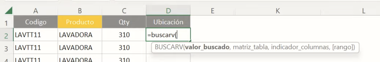 buscarv 1 en Excel