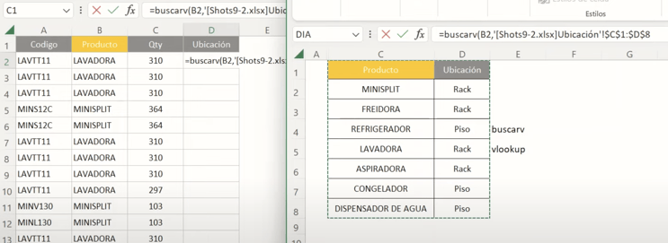 buscarv 2 en Excel