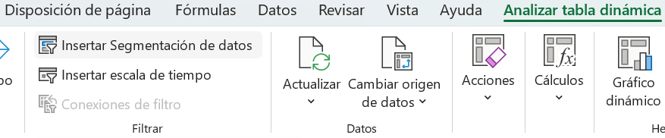 Pestaña Analizar tabla dinámica en Excel