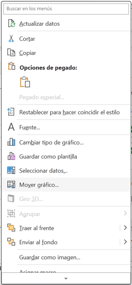 Mover gráfico dinámico en Excel