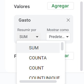Resumir valores en tabla dinámica