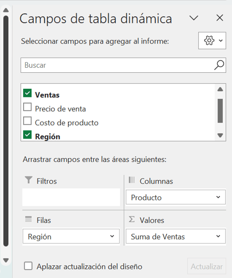 Configurar Campos de Tabla Dinámica en Excel