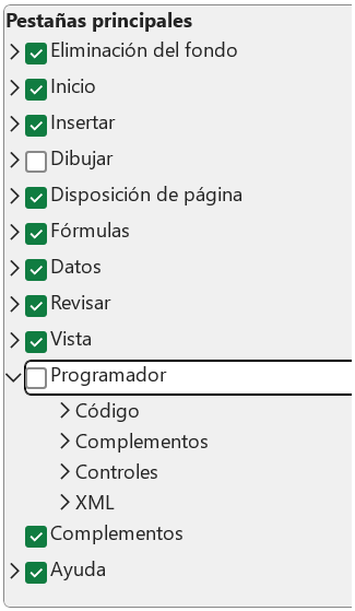 Activar pestaña Programador en Excel