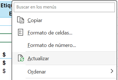 Actualizar Tabla Dinámica en Excel