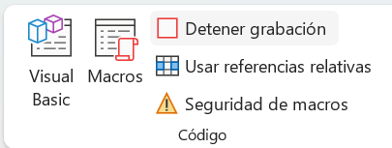 Detener Grabación de Macro en Excel