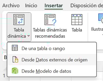 Tabla dinámica con datos externos