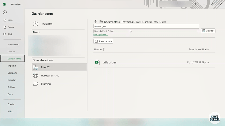 Convertir xlsx a xls en Excel v1