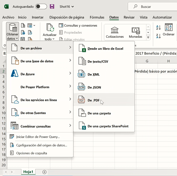 Convertir PDF a Excel