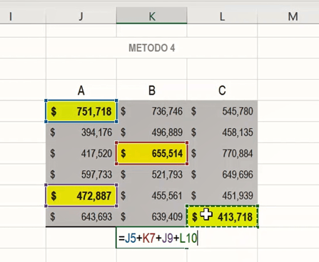 Sumando en Excel: Uso del signo + para sumar celdas