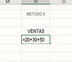 Calculadora en Excel: Suma directa de números