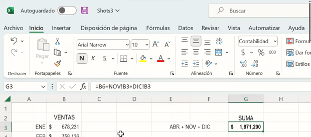 sumas excel