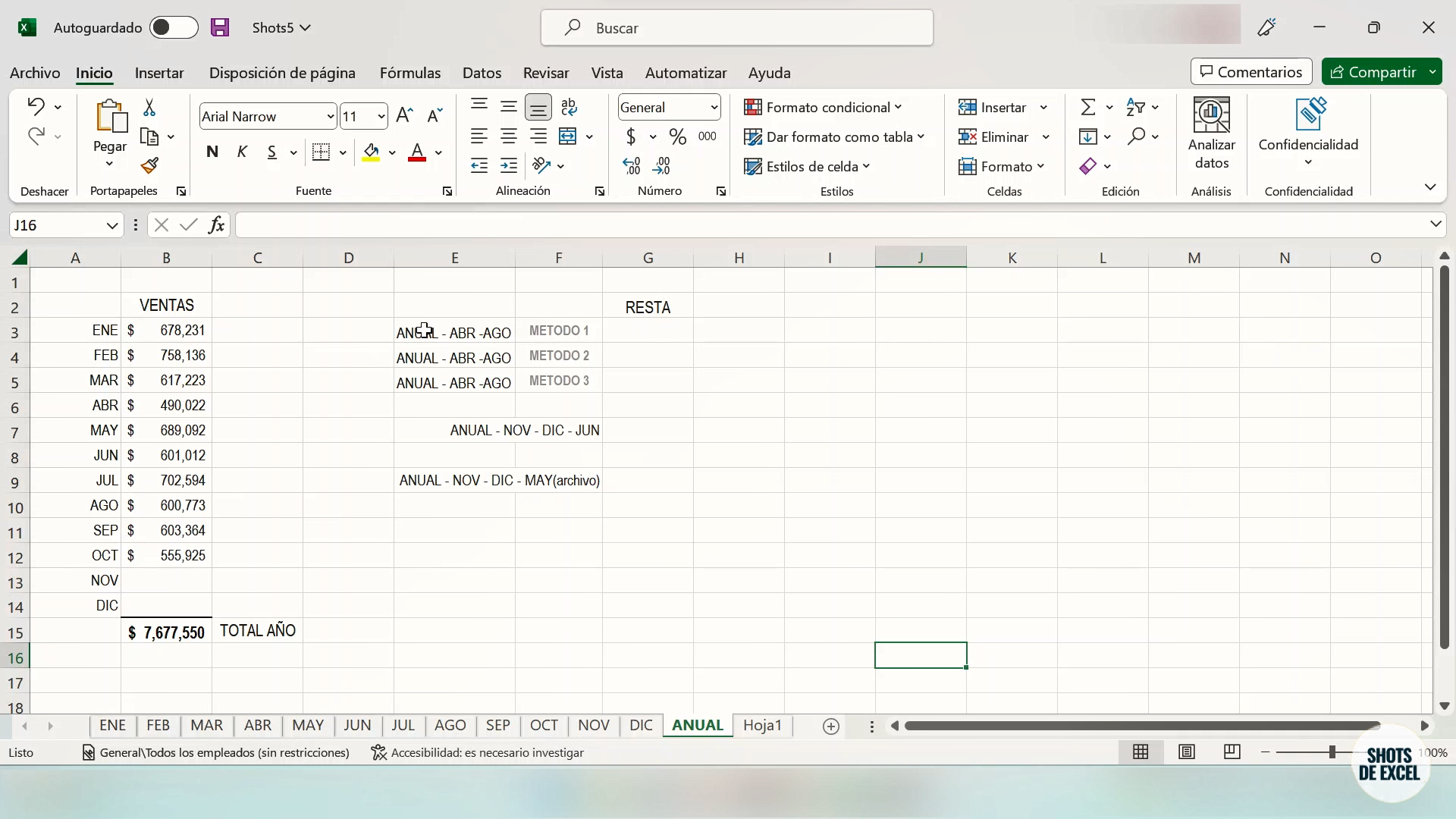 cómo restar en excel