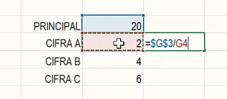 divide y fija celdas en Excel
