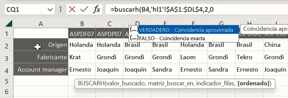 buscarh 4 en Excel