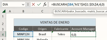 buscarh 7 en Excel