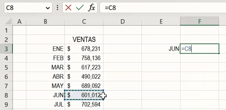 vincular celda en Excel