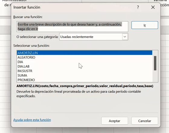 categorías de funciones en Excel