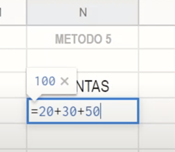 Suma directa en Google Sheets: Uso de signos +