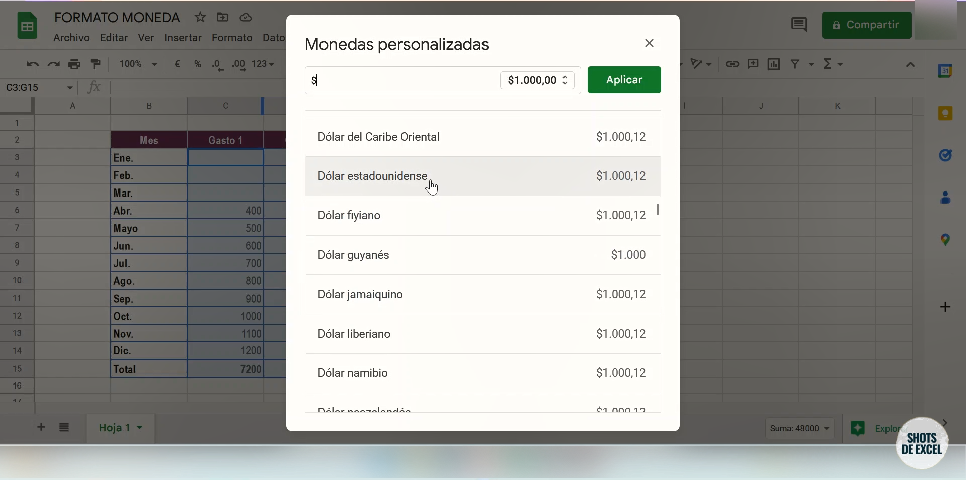 formato moneda en google sheets v3