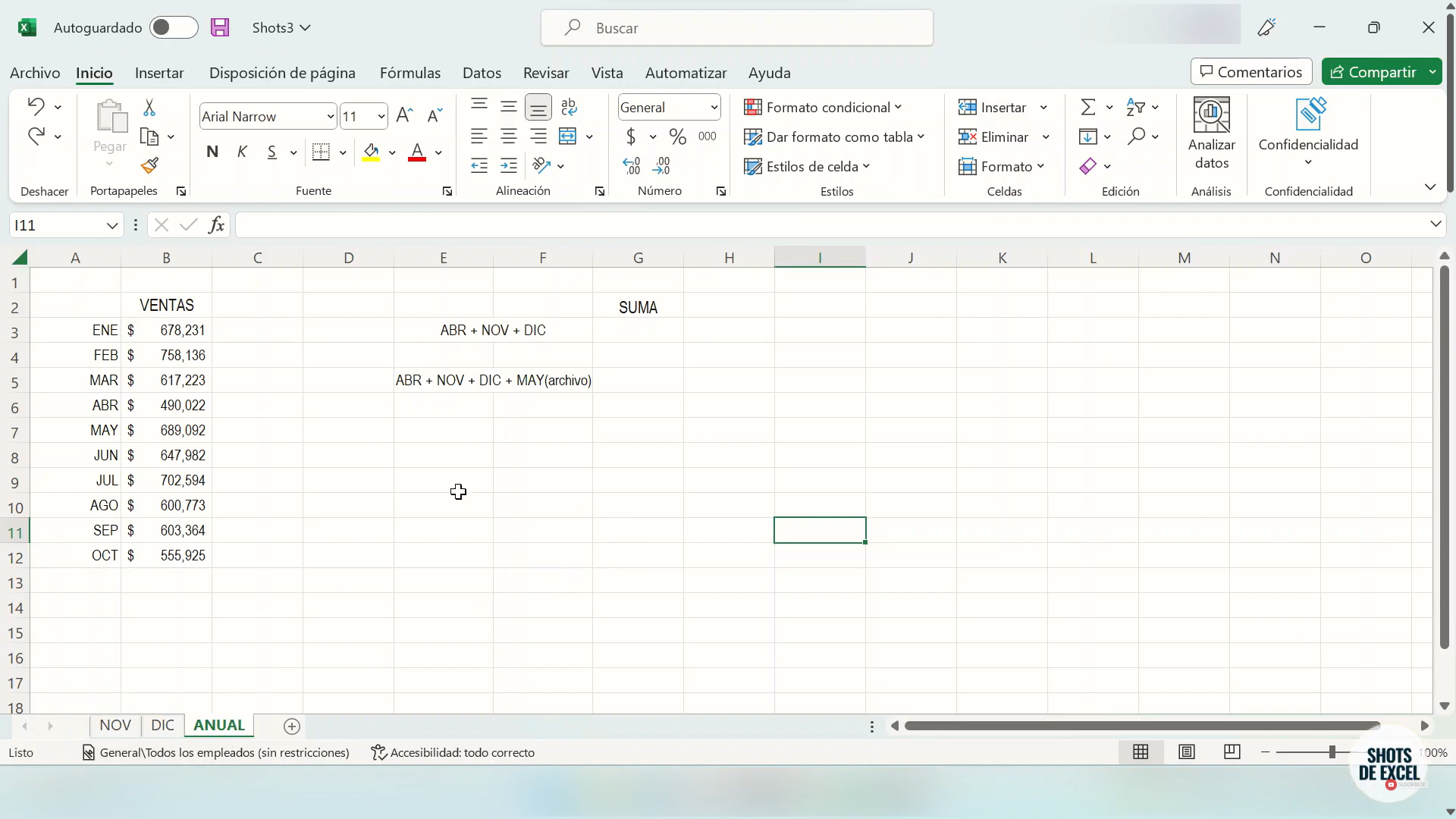 sumar excel
